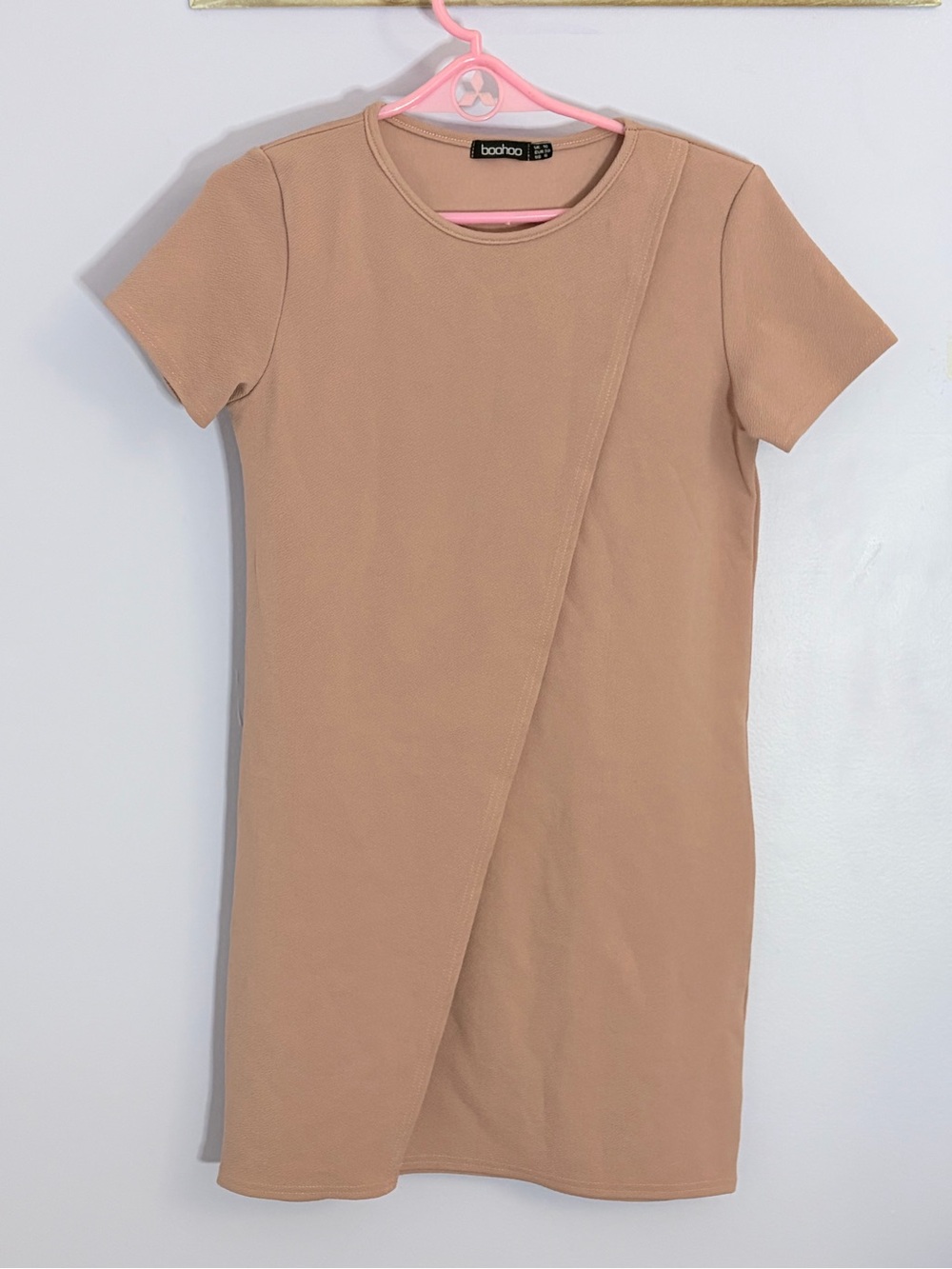 boohoo pink Tan Short Sleeve dress